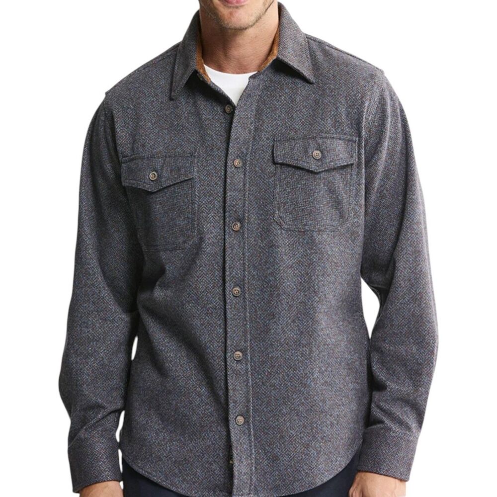 Jachs New York Button Down Shirt Top Outdoor Tweed Men Blue Brown XXL